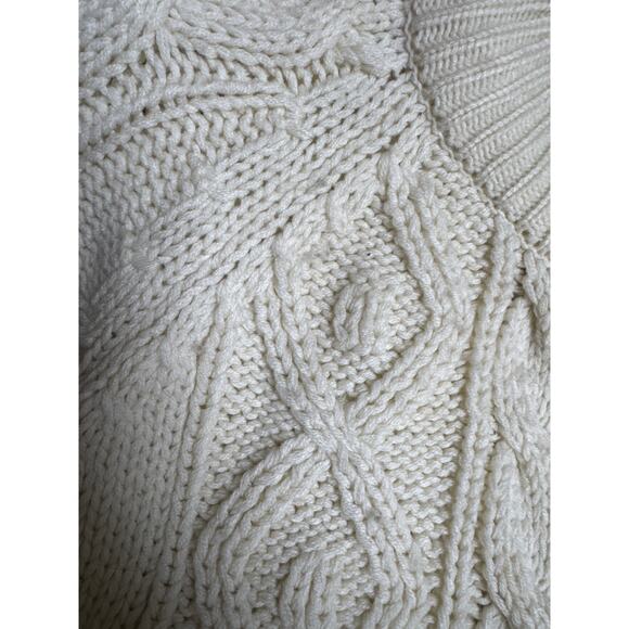 Vintage Macy’s Men’s Store Cable Knit Fisherman Sweater Cream 70s Taiwan L - Picture 14 of 14